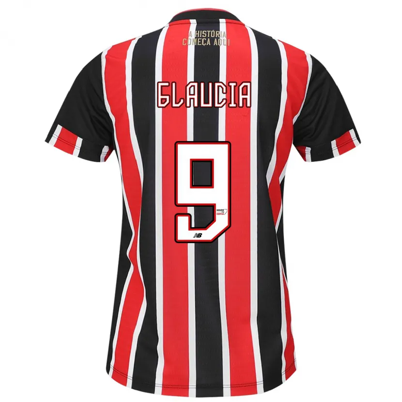 Danxen Niño Camiseta Glaucia #9 Negro Rojo Blanco 2ª Equipación 2024/25 La Camisa