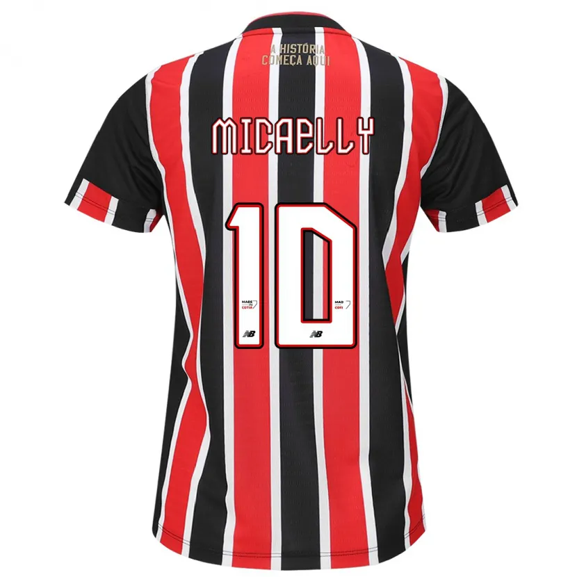 Danxen Niño Camiseta Micaelly #10 Negro Rojo Blanco 2ª Equipación 2024/25 La Camisa