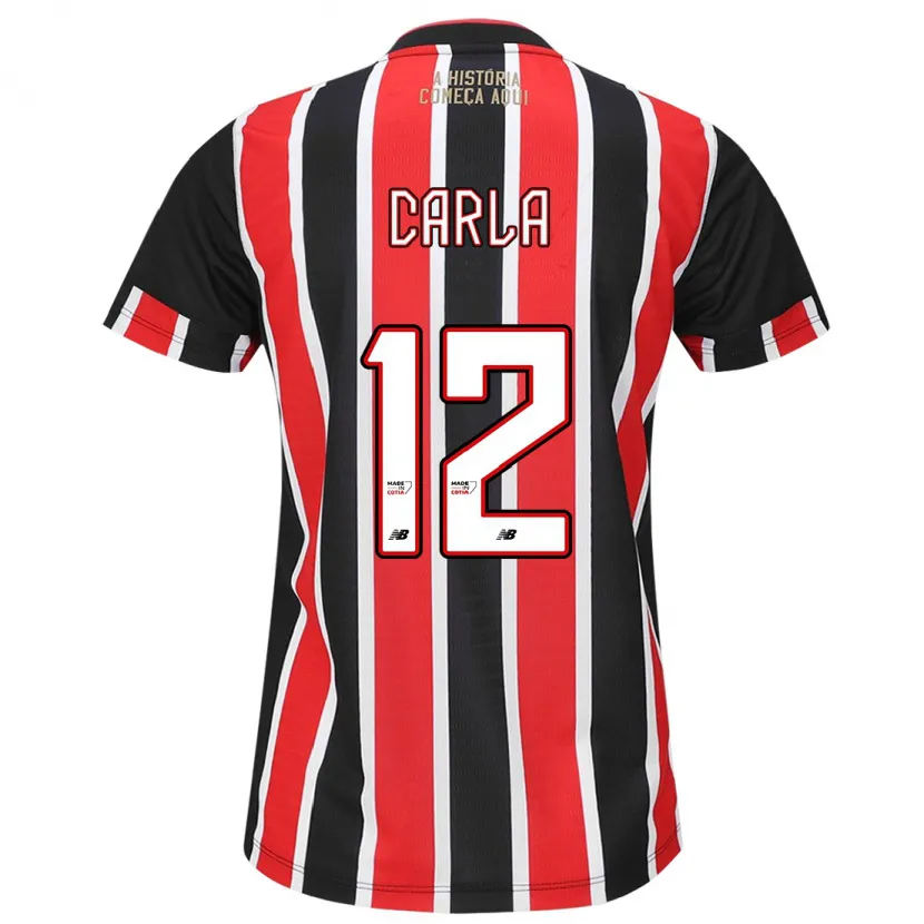 Danxen Niño Camiseta Carla Maria Da Silva #12 Negro Rojo Blanco 2ª Equipación 2024/25 La Camisa