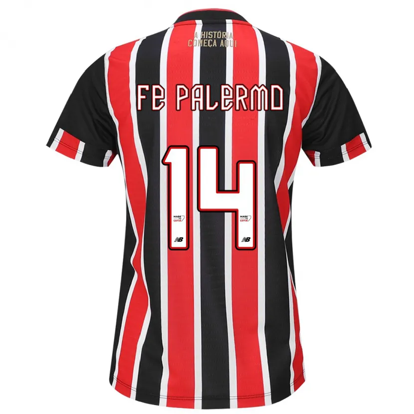 Danxen Niño Camiseta Fe Palermo #14 Negro Rojo Blanco 2ª Equipación 2024/25 La Camisa