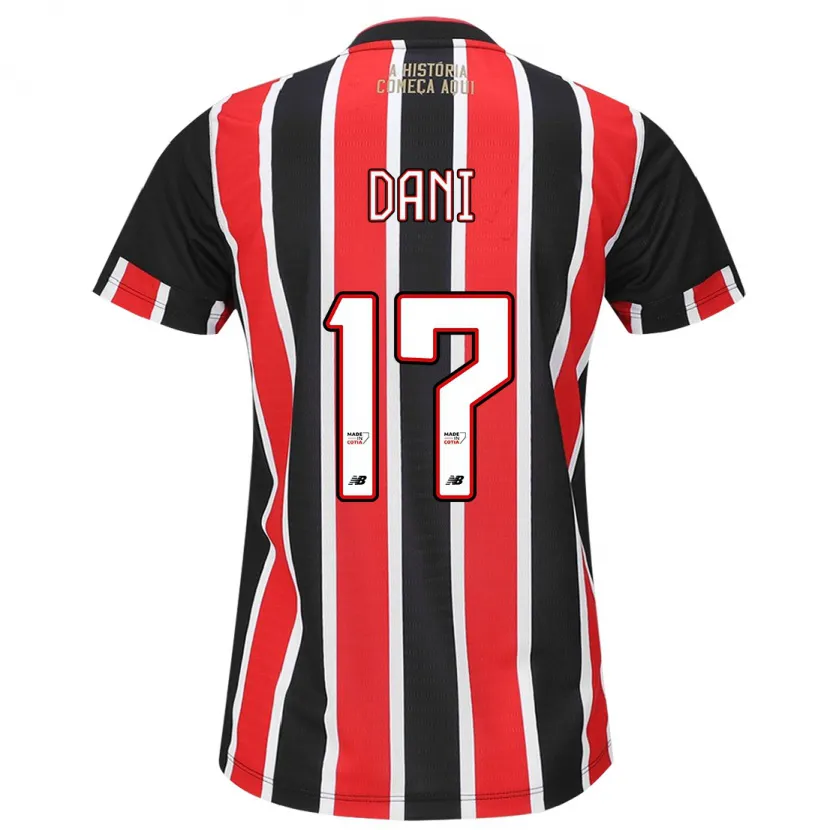 Danxen Niño Camiseta Dani #17 Negro Rojo Blanco 2ª Equipación 2024/25 La Camisa