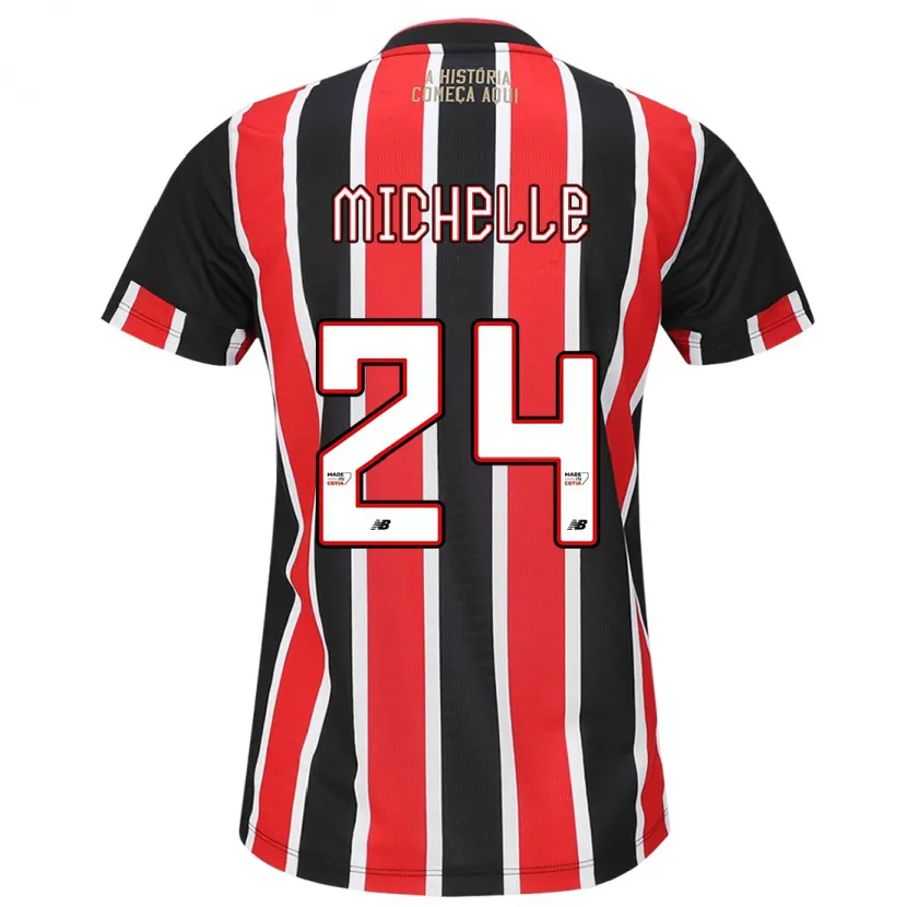 Danxen Niño Camiseta Michelle #24 Negro Rojo Blanco 2ª Equipación 2024/25 La Camisa