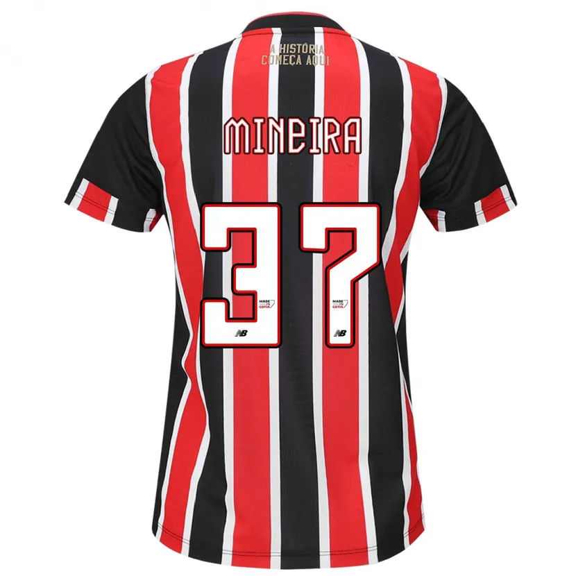 Danxen Niño Camiseta Rafa Mineira #37 Negro Rojo Blanco 2ª Equipación 2024/25 La Camisa