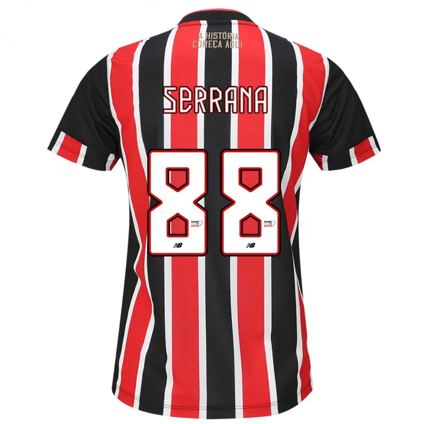 Danxen Niño Camiseta Serrana #88 Negro Rojo Blanco 2ª Equipación 2024/25 La Camisa