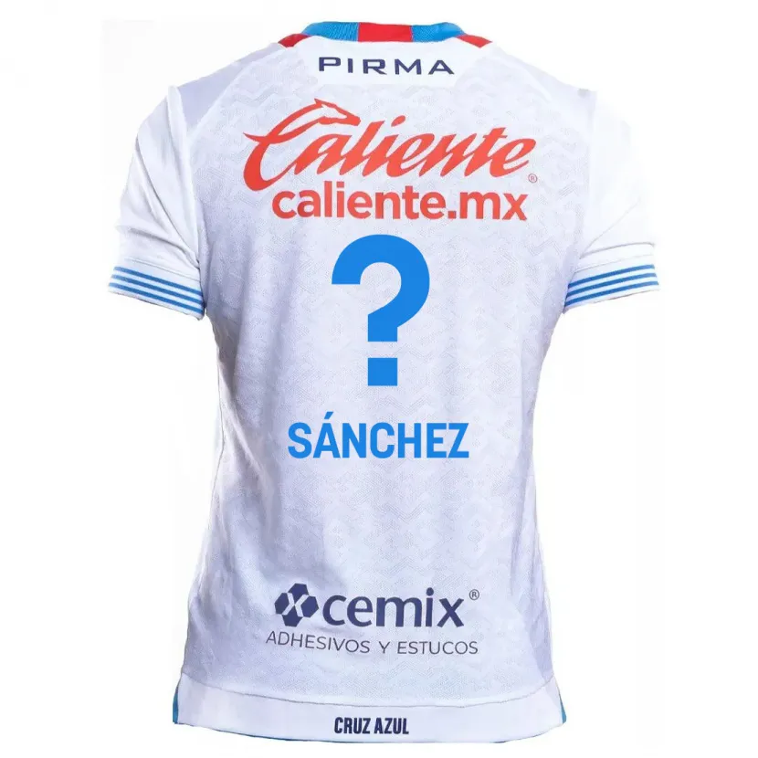 Danxen Niño Camiseta Jorge Sánchez #0 Blanco Azul 2ª Equipación 2024/25 La Camisa