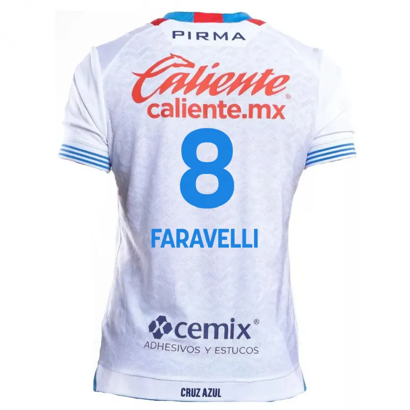 Danxen Niño Camiseta Lorenzo Faravelli #8 Blanco Azul 2ª Equipación 2024/25 La Camisa