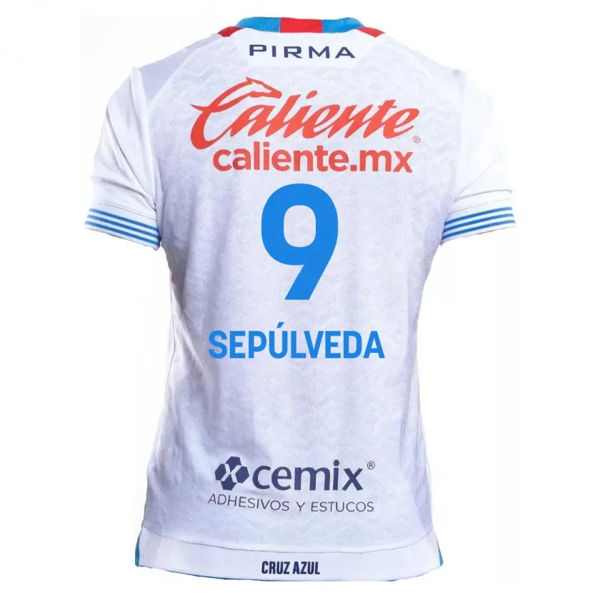 Danxen Niño Camiseta Ángel Sepúlveda #9 Blanco Azul 2ª Equipación 2024/25 La Camisa