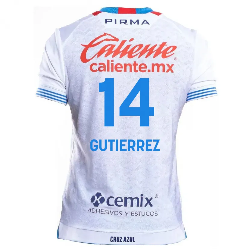 Danxen Niño Camiseta Alexis Gutiérrez #14 Blanco Azul 2ª Equipación 2024/25 La Camisa