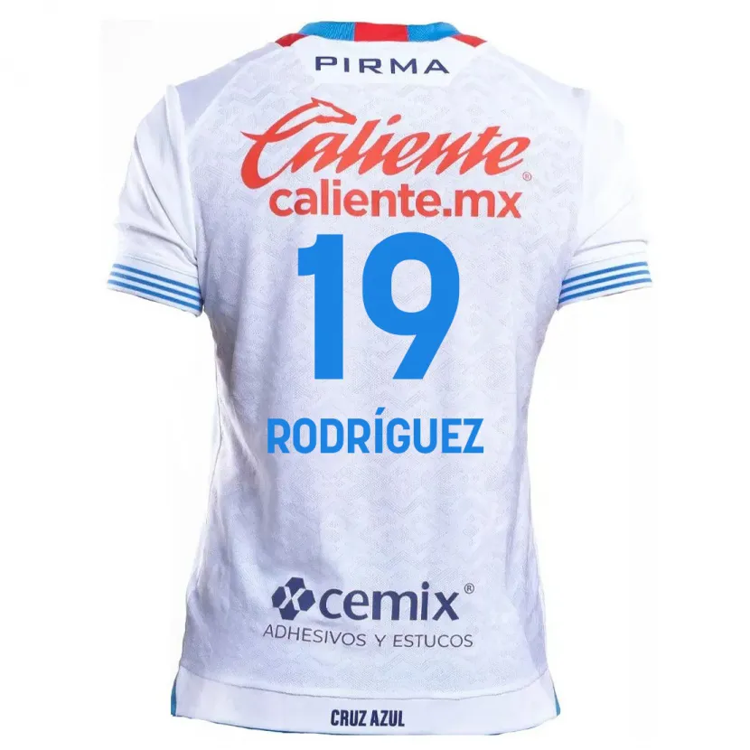 Danxen Niño Camiseta Carlos Rodríguez #19 Blanco Azul 2ª Equipación 2024/25 La Camisa