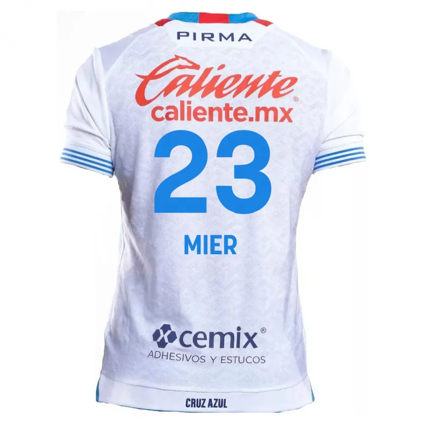 Danxen Niño Camiseta Kevin Mier #23 Blanco Azul 2ª Equipación 2024/25 La Camisa