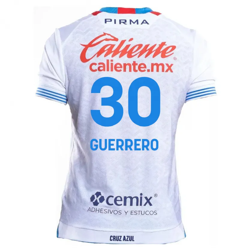 Danxen Niño Camiseta Rafael Guerrero #30 Blanco Azul 2ª Equipación 2024/25 La Camisa