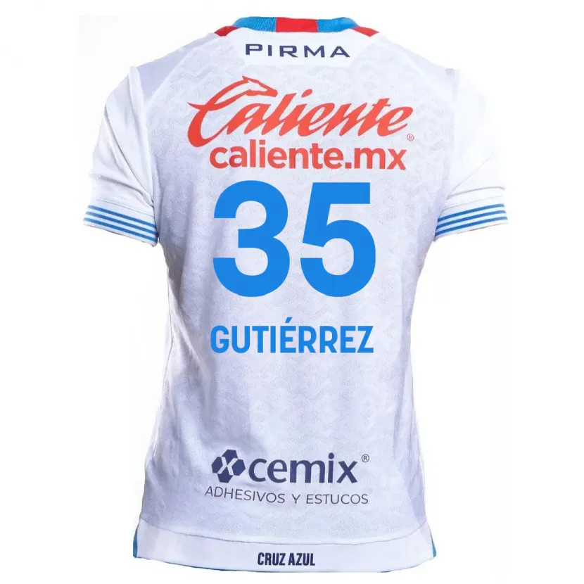 Danxen Niño Camiseta Luis Gutiérrez #35 Blanco Azul 2ª Equipación 2024/25 La Camisa