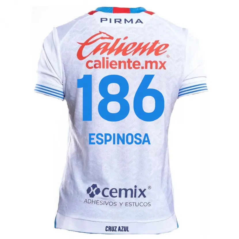 Danxen Niño Camiseta Brandón Espinosa #186 Blanco Azul 2ª Equipación 2024/25 La Camisa