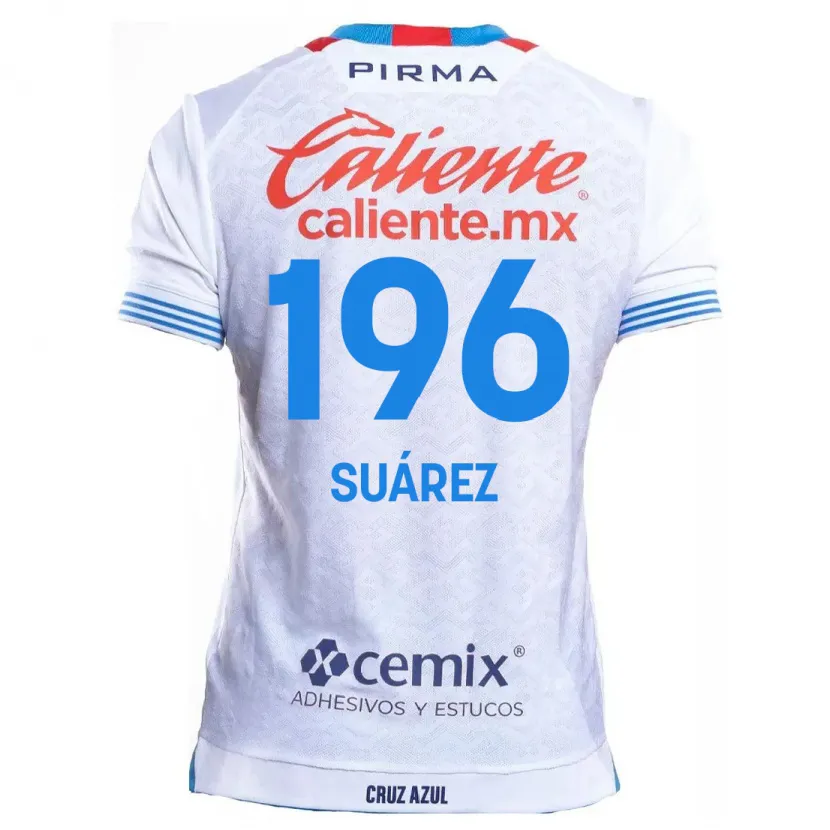 Danxen Niño Camiseta Javier Suárez #196 Blanco Azul 2ª Equipación 2024/25 La Camisa