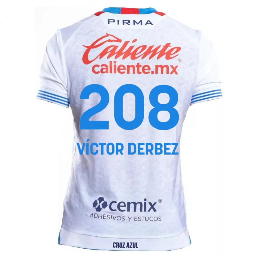 Danxen Niño Camiseta Louis Víctor Derbez #208 Blanco Azul 2ª Equipación 2024/25 La Camisa