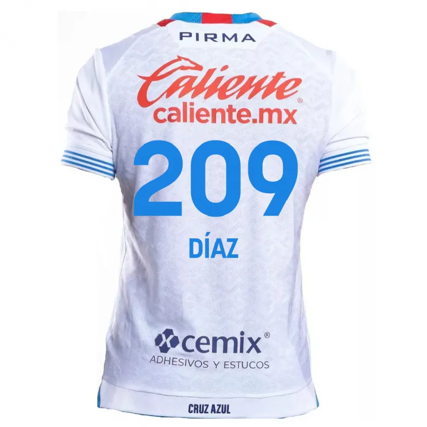 Danxen Niño Camiseta Josué Díaz #209 Blanco Azul 2ª Equipación 2024/25 La Camisa