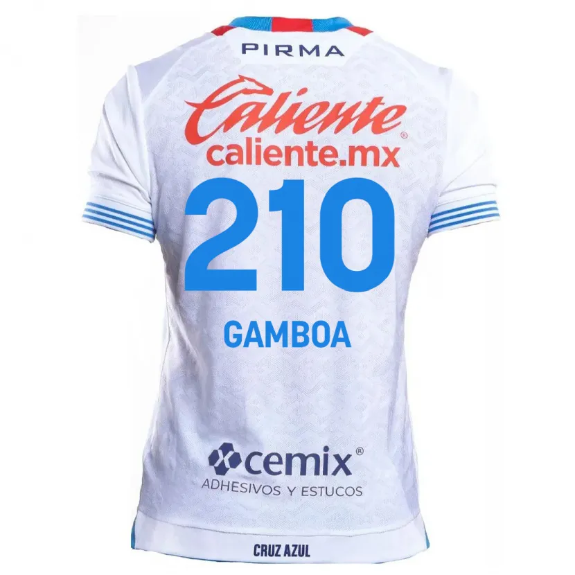 Danxen Niño Camiseta Bryan Gamboa #210 Blanco Azul 2ª Equipación 2024/25 La Camisa