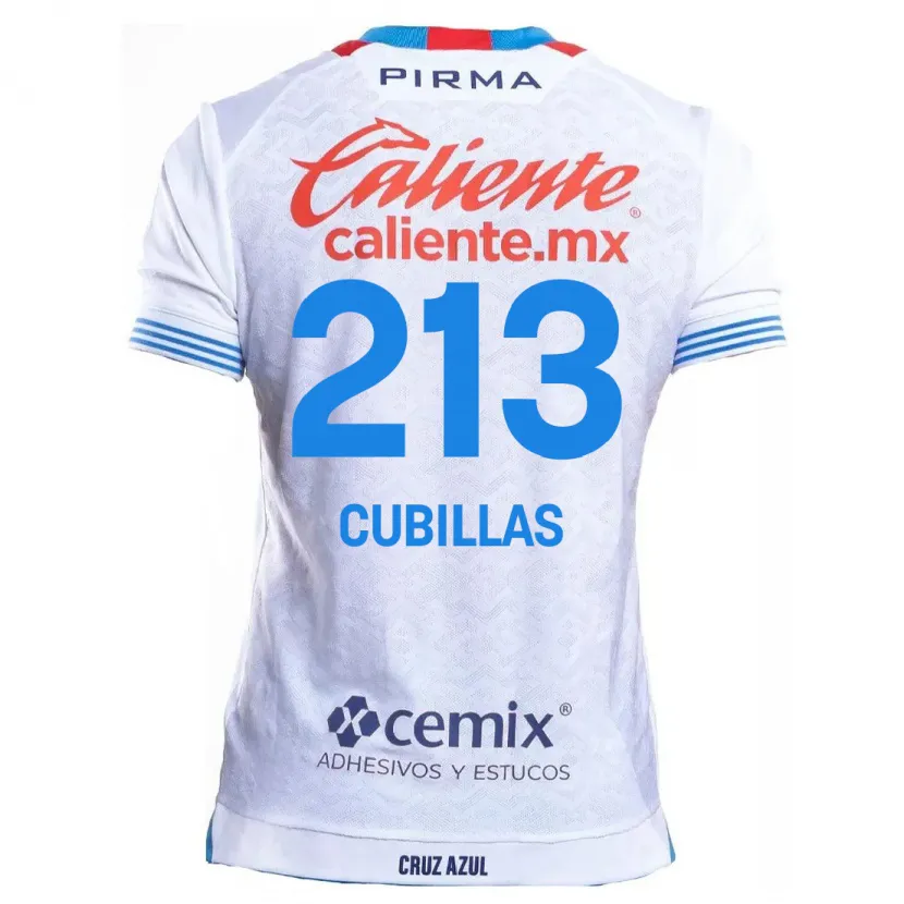 Danxen Niño Camiseta Andre Cubillas #213 Blanco Azul 2ª Equipación 2024/25 La Camisa