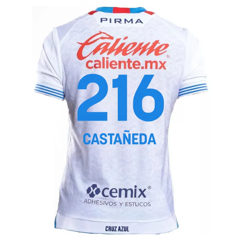 Danxen Niño Camiseta Ian Castañeda #216 Blanco Azul 2ª Equipación 2024/25 La Camisa