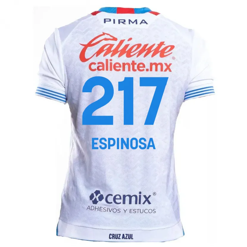 Danxen Niño Camiseta Samuel Espinosa #217 Blanco Azul 2ª Equipación 2024/25 La Camisa