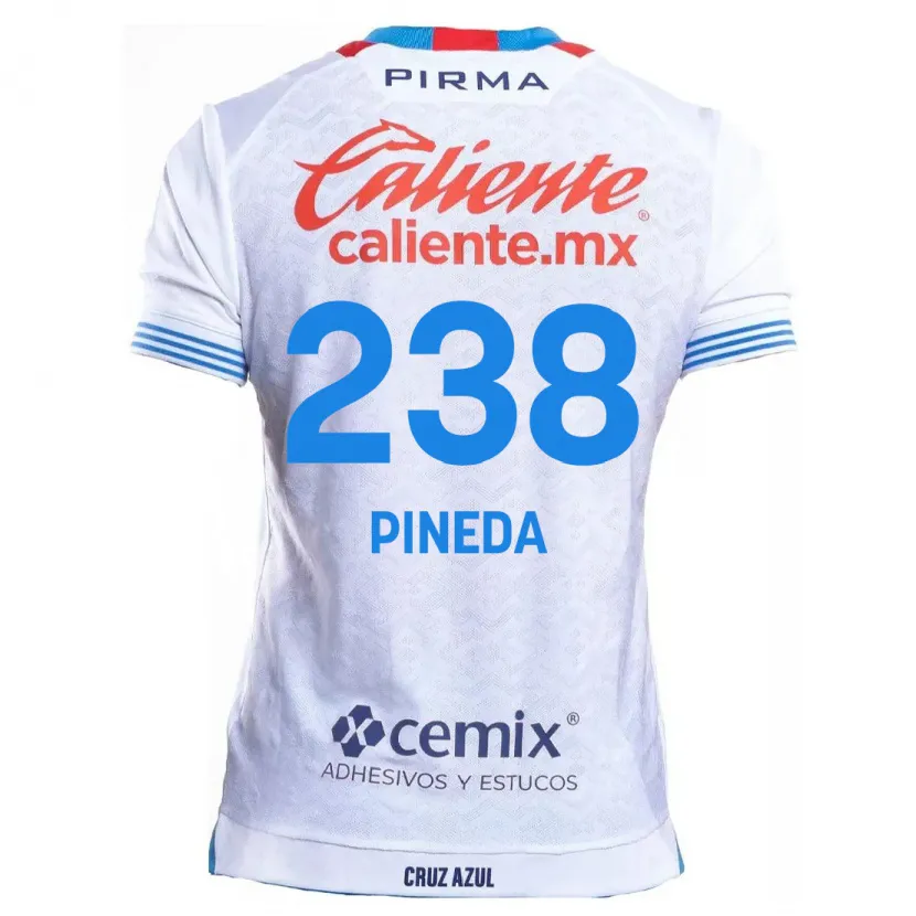 Danxen Niño Camiseta Zadiel Pineda #238 Blanco Azul 2ª Equipación 2024/25 La Camisa