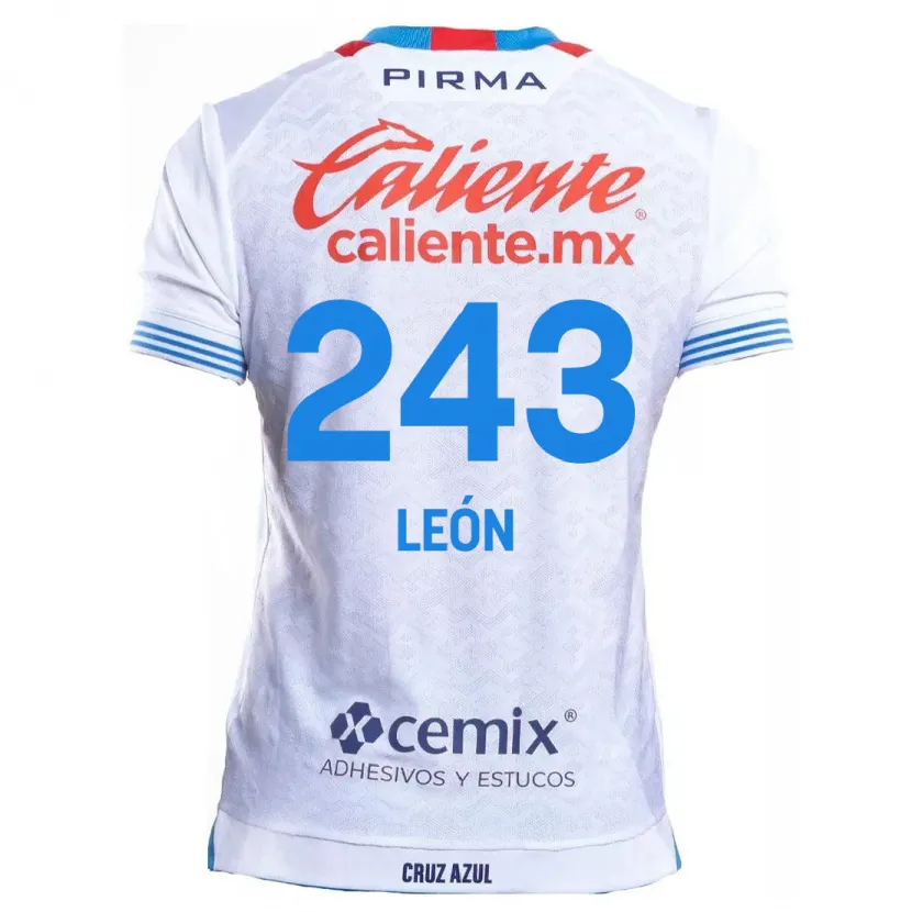 Danxen Niño Camiseta Cristhian León #243 Blanco Azul 2ª Equipación 2024/25 La Camisa