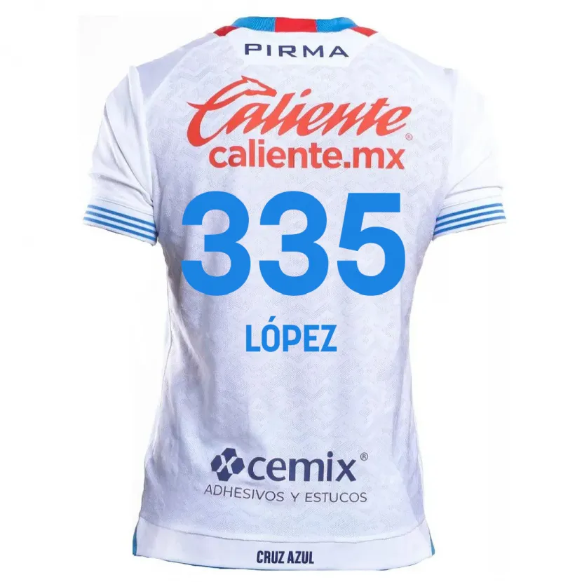 Danxen Niño Camiseta Alfredo López #335 Blanco Azul 2ª Equipación 2024/25 La Camisa