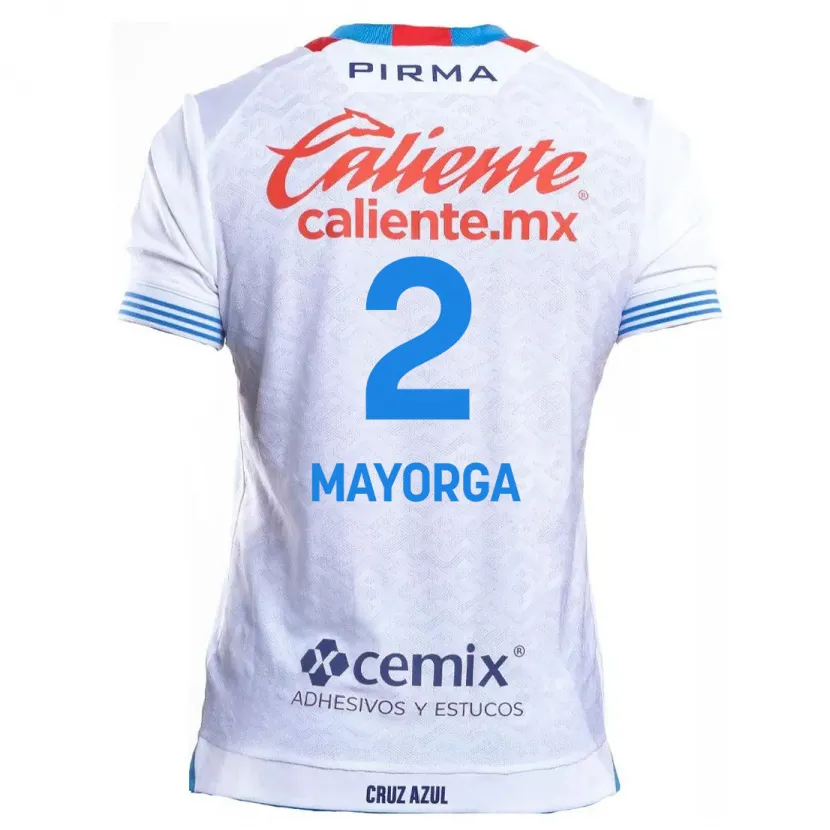 Danxen Niño Camiseta Alejandro Mayorga #2 Blanco Azul 2ª Equipación 2024/25 La Camisa