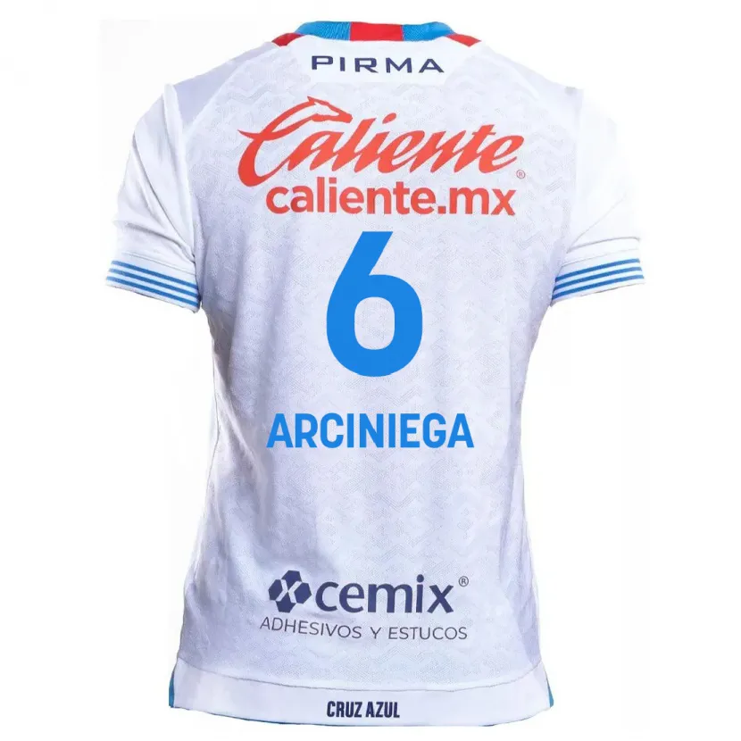 Danxen Niño Camiseta Mirelle Arciniega #6 Blanco Azul 2ª Equipación 2024/25 La Camisa