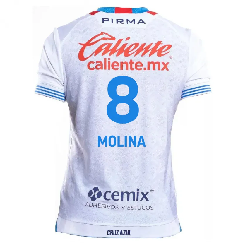 Danxen Niño Camiseta Dalia Molina #8 Blanco Azul 2ª Equipación 2024/25 La Camisa