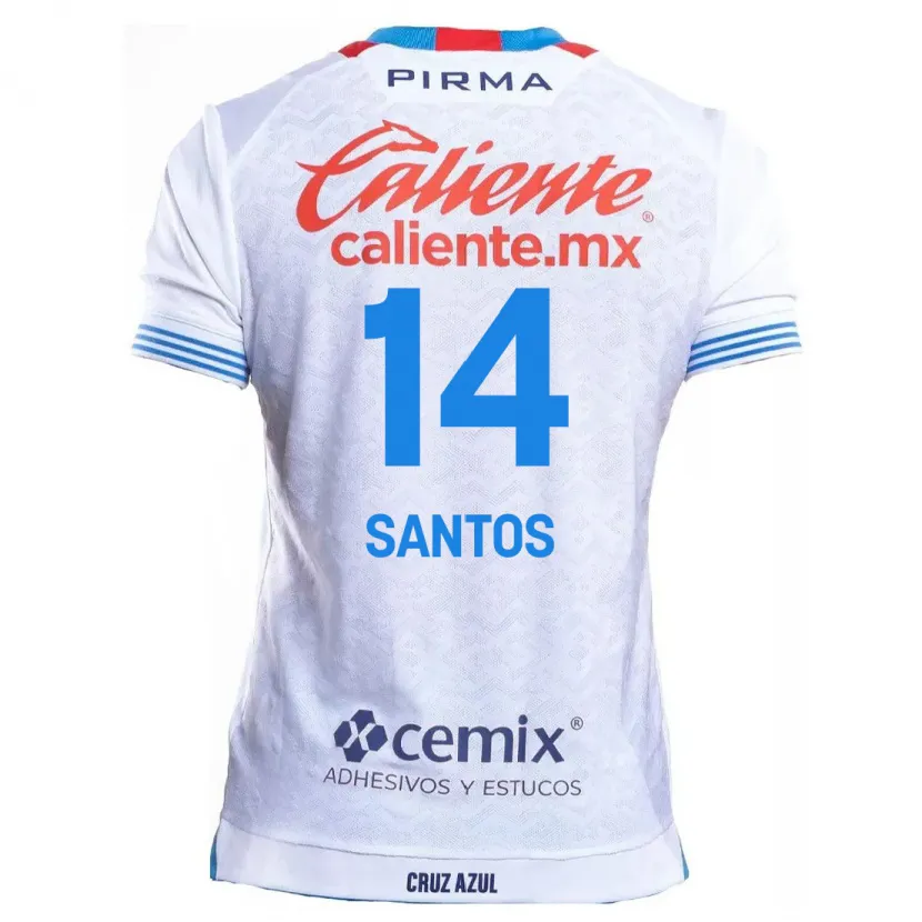 Danxen Niño Camiseta Eleisa Santos #14 Blanco Azul 2ª Equipación 2024/25 La Camisa