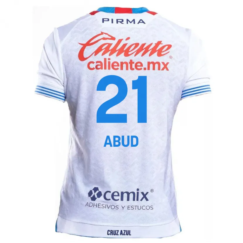 Danxen Niño Camiseta Karime Abud #21 Blanco Azul 2ª Equipación 2024/25 La Camisa