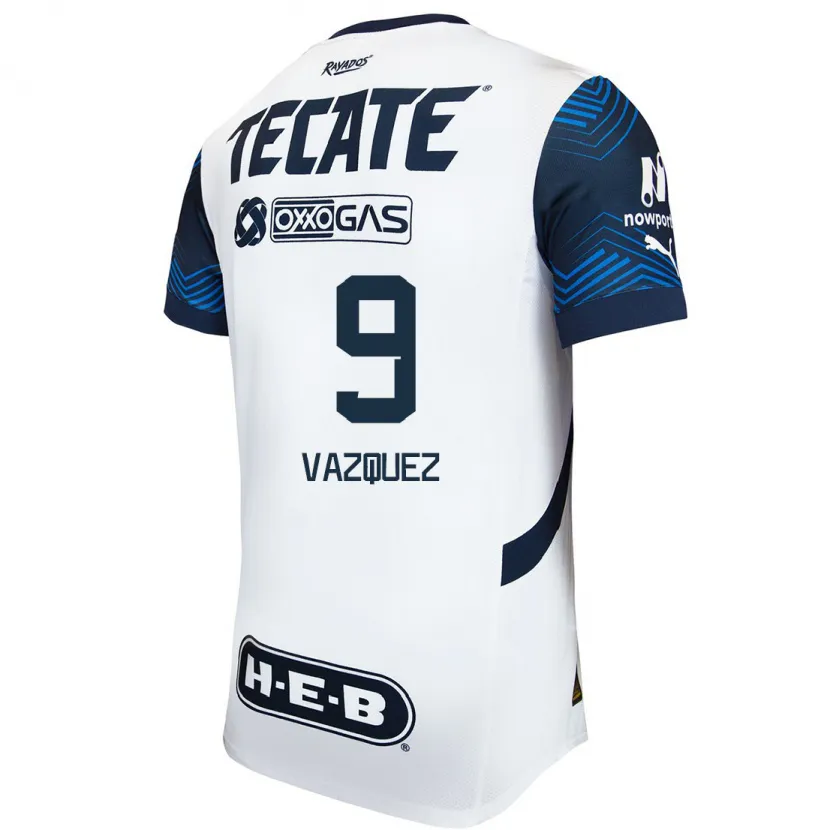 Danxen Niño Camiseta Brandon Vazquez #9 Blanco Azul 2ª Equipación 2024/25 La Camisa