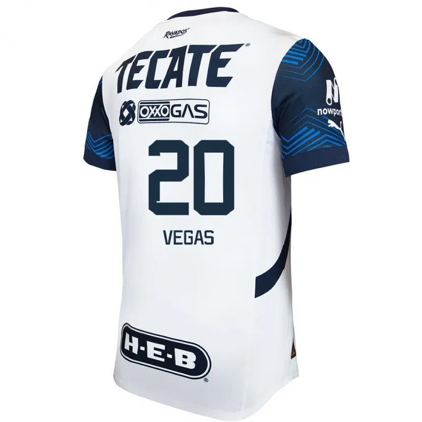 Danxen Niño Camiseta Sebastián Vegas #20 Blanco Azul 2ª Equipación 2024/25 La Camisa