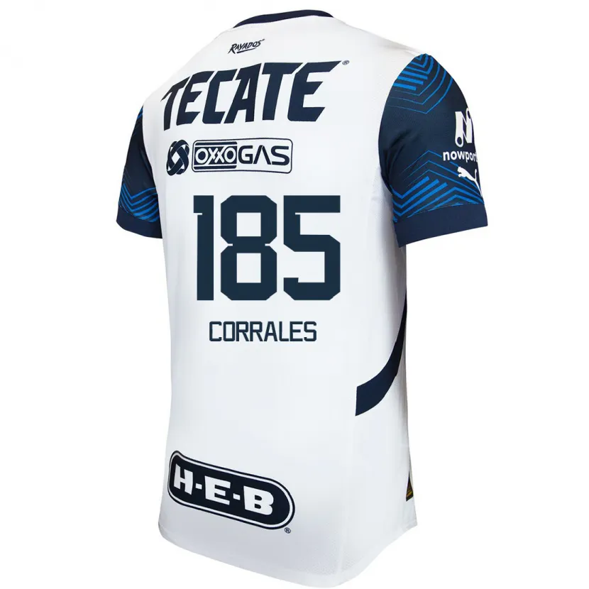 Danxen Niño Camiseta Ángel Corrales #185 Blanco Azul 2ª Equipación 2024/25 La Camisa