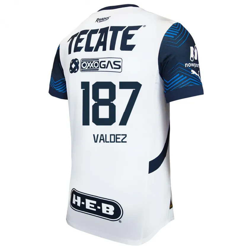 Danxen Niño Camiseta Érick Valdez #187 Blanco Azul 2ª Equipación 2024/25 La Camisa