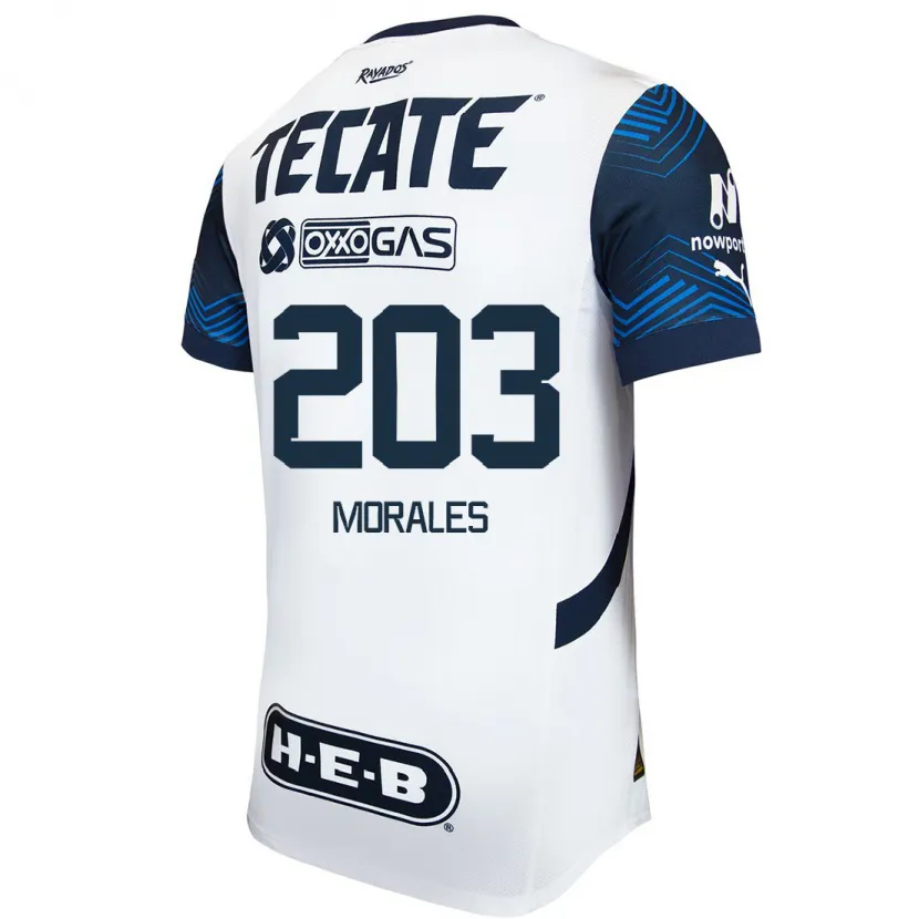 Danxen Niño Camiseta Alejandro Morales #203 Blanco Azul 2ª Equipación 2024/25 La Camisa