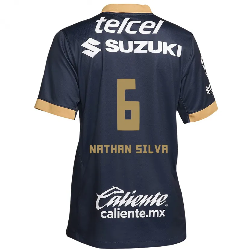 Danxen Niño Camiseta Nathan Silva #6 Obsidiana Dorada Blanca 2ª Equipación 2024/25 La Camisa