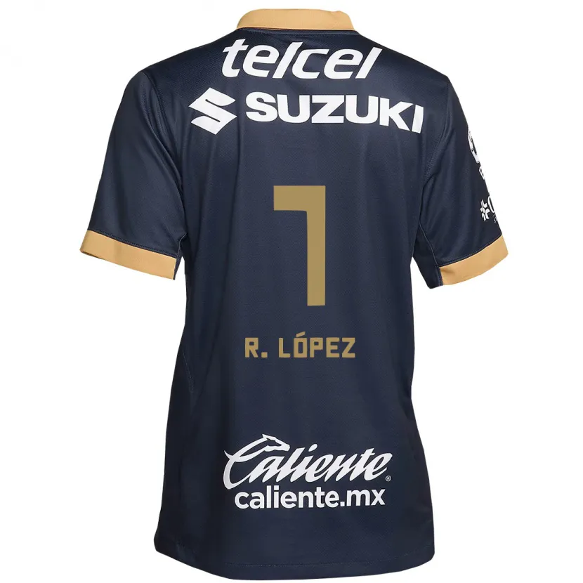 Danxen Niño Camiseta Rodrigo López #7 Obsidiana Dorada Blanca 2ª Equipación 2024/25 La Camisa