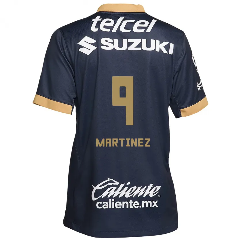 Danxen Niño Camiseta Guillermo Martínez #9 Obsidiana Dorada Blanca 2ª Equipación 2024/25 La Camisa