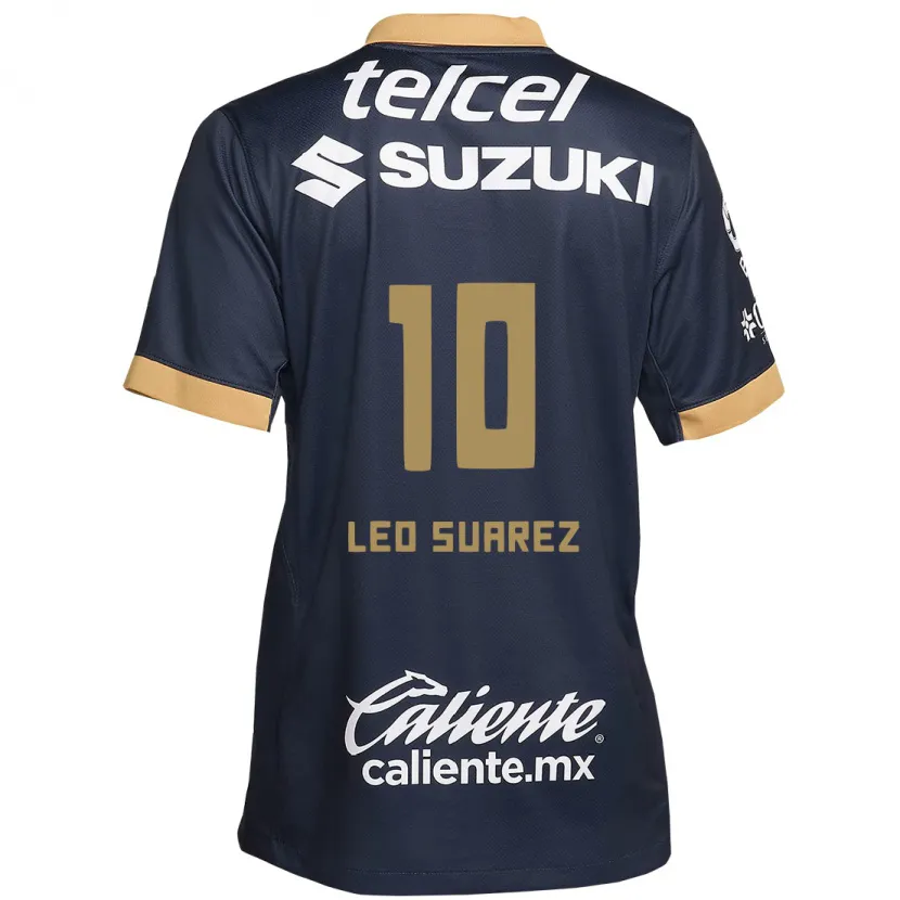 Danxen Niño Camiseta Leo Suárez #10 Obsidiana Dorada Blanca 2ª Equipación 2024/25 La Camisa