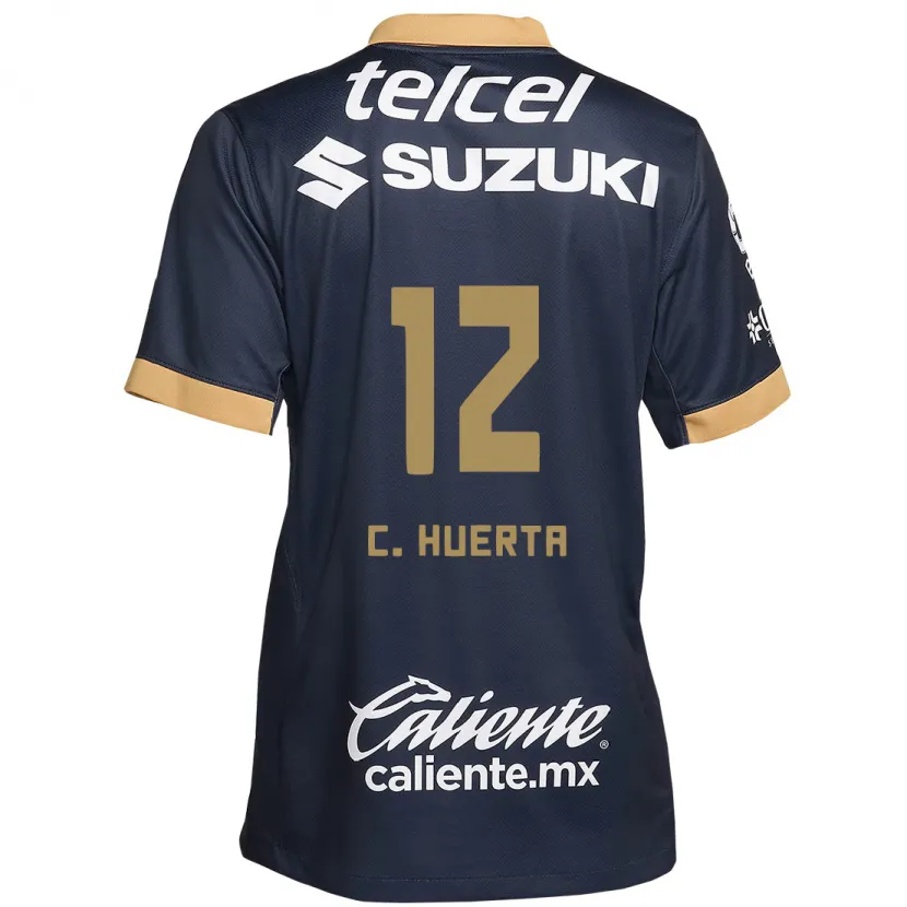 Danxen Niño Camiseta César Huerta #12 Obsidiana Dorada Blanca 2ª Equipación 2024/25 La Camisa