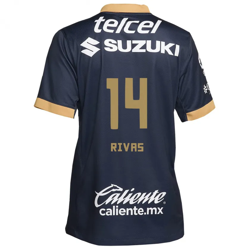 Danxen Niño Camiseta Jesús Rivas #14 Obsidiana Dorada Blanca 2ª Equipación 2024/25 La Camisa