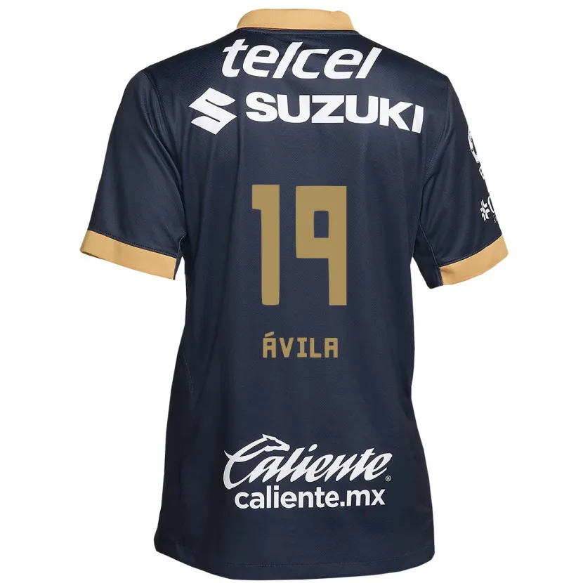 Danxen Niño Camiseta Alí Ávila #19 Obsidiana Dorada Blanca 2ª Equipación 2024/25 La Camisa