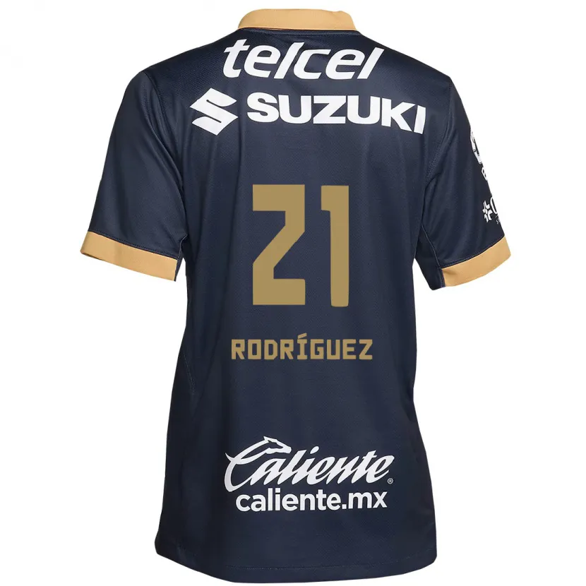 Danxen Niño Camiseta Michell Rodríguez #21 Obsidiana Dorada Blanca 2ª Equipación 2024/25 La Camisa