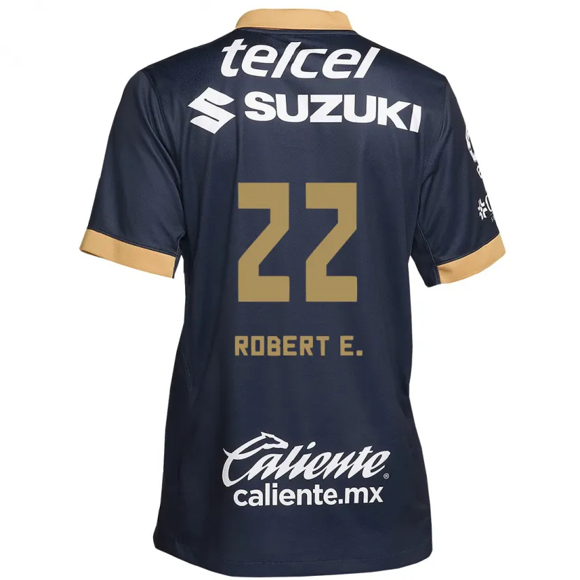 Danxen Niño Camiseta Robert Ergas #22 Obsidiana Dorada Blanca 2ª Equipación 2024/25 La Camisa