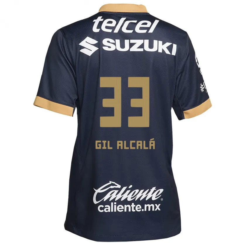 Danxen Niño Camiseta Gil Alcalá #33 Obsidiana Dorada Blanca 2ª Equipación 2024/25 La Camisa