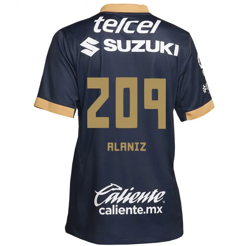 Danxen Niño Camiseta Jorge Alaniz #209 Obsidiana Dorada Blanca 2ª Equipación 2024/25 La Camisa