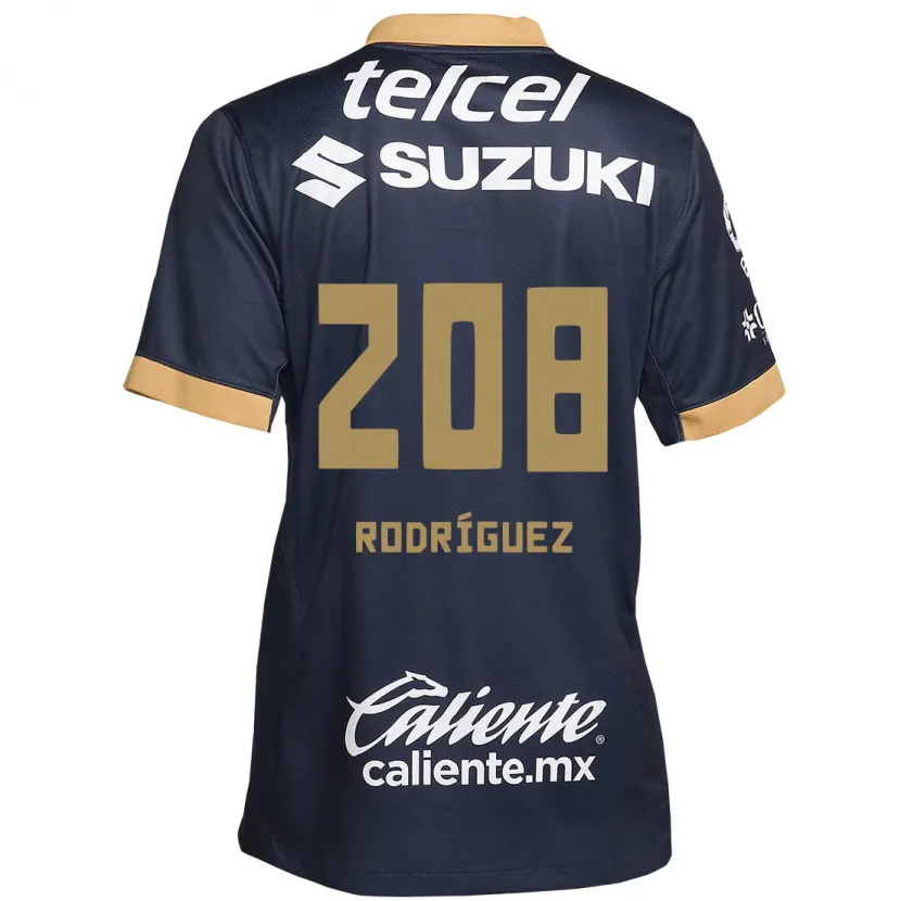 Danxen Niño Camiseta Gael Rodríguez #208 Obsidiana Dorada Blanca 2ª Equipación 2024/25 La Camisa