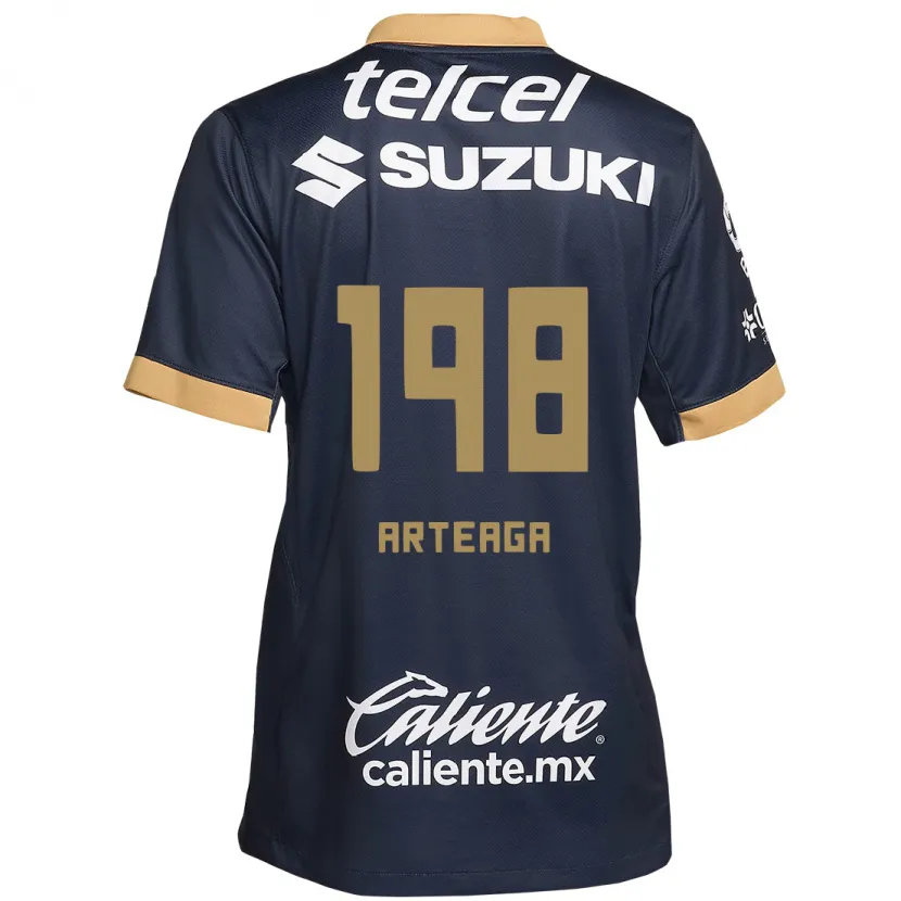 Danxen Niño Camiseta Edwin Arteaga #198 Obsidiana Dorada Blanca 2ª Equipación 2024/25 La Camisa